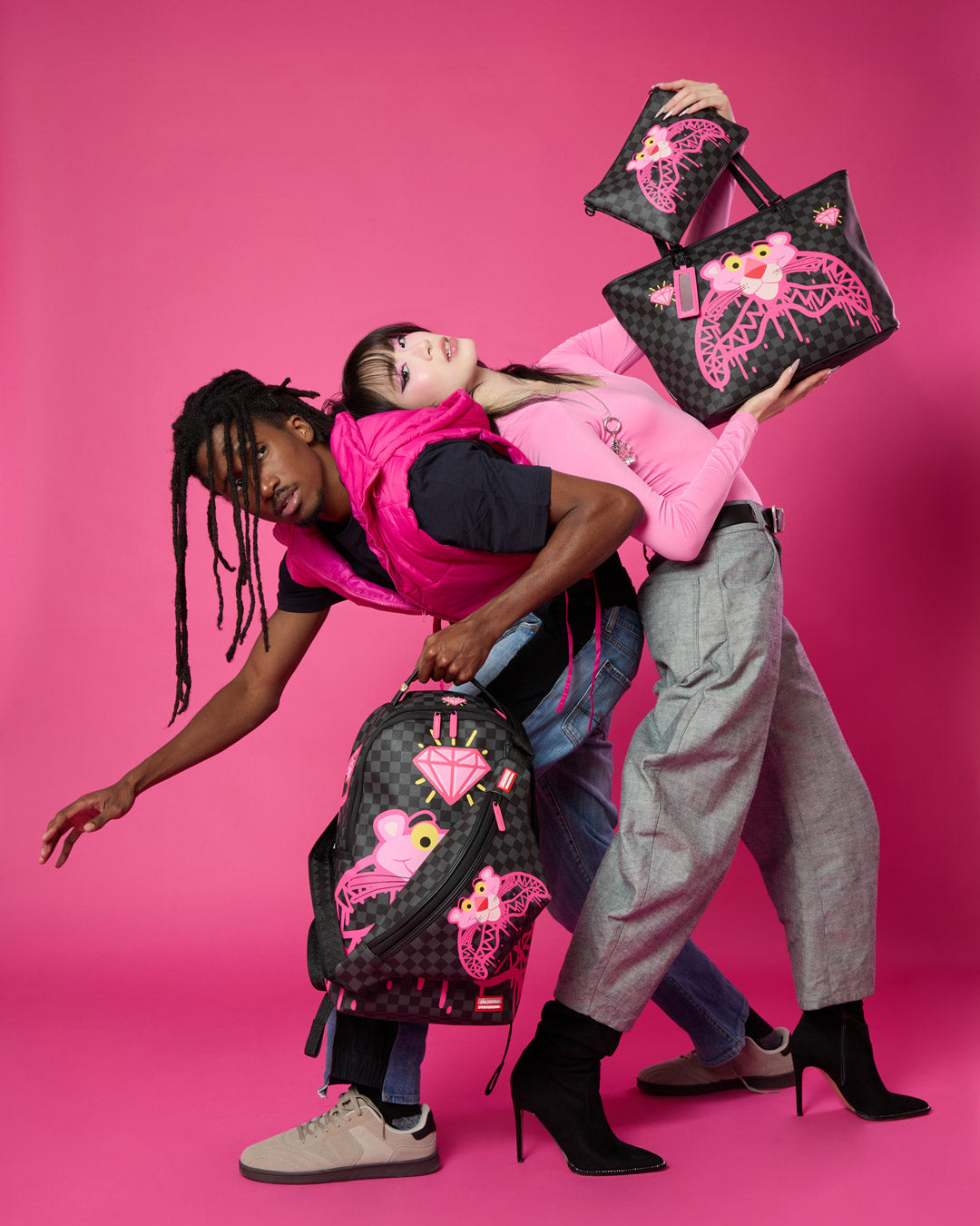 SPRAYGROUND® POUCHETTE PINK PANTHER DRIPPY DIAMONDS CROSSOVER CLUTCH