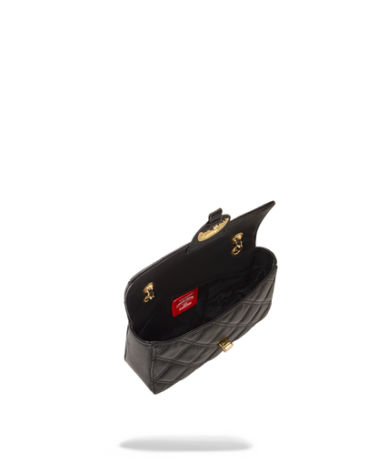 SPRAYGROUND® HANDBAG NOIR QUILT GOLD CHAIN SHARK HANDBAG