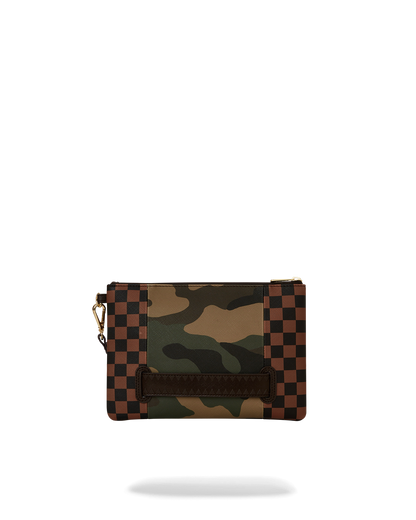 SPRAYGROUND® POUCHETTE EXTERIOR GOLD ZIP POCKET SHARKS IN PARIS CROSSOVER CLUTCH