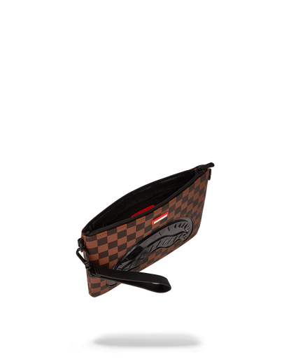 SPRAYGROUND® POUCHETTE SHARKS IN PARIS CLEAR FOR TAKEOFF CROSSOVER CLUTCH WITH STRAP