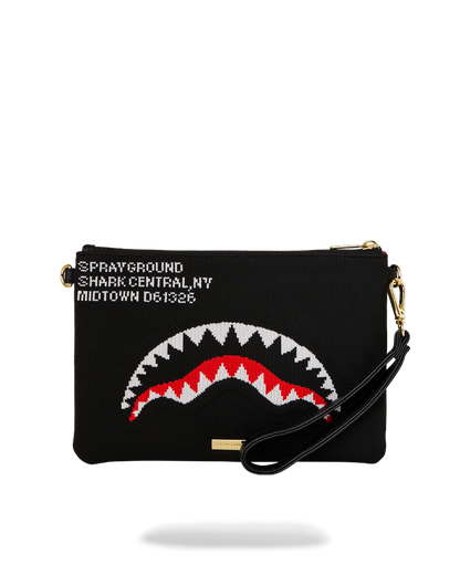 SPRAYGROUND® POUCHETTE SHARK CENTRAL KNIT CROSSOVER CLUTCH