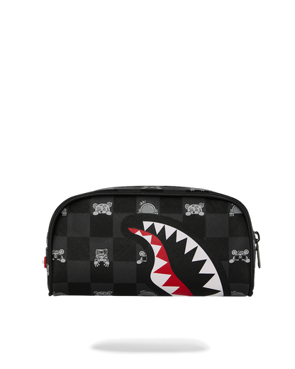 SPRAYGROUND® POUCH GRAY PEEKING CHARACTER CHECK POUCH