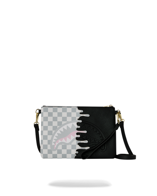 SPRAYGROUND® POUCHETTE CREAM CHECK SIDE DRIP CROSSOVER CLUTCH