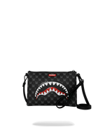 SPRAYGROUND® POUCHETTE SHARKS IN PARIS WTF BUBBLY BLACK CHECK CROSSOVER CLUTCH