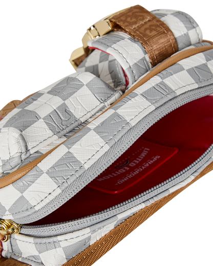 SPRAYGROUND® CROSS BODY EMBOSSED CREAM CHECK CARGO CROSSBODY